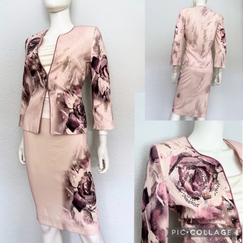SALE🔥NWT WOMEN SKIRT SUIT SET BLAZER/SKIRT/TOP FORMAL 3/4 SLEEVES LINED FLORAL